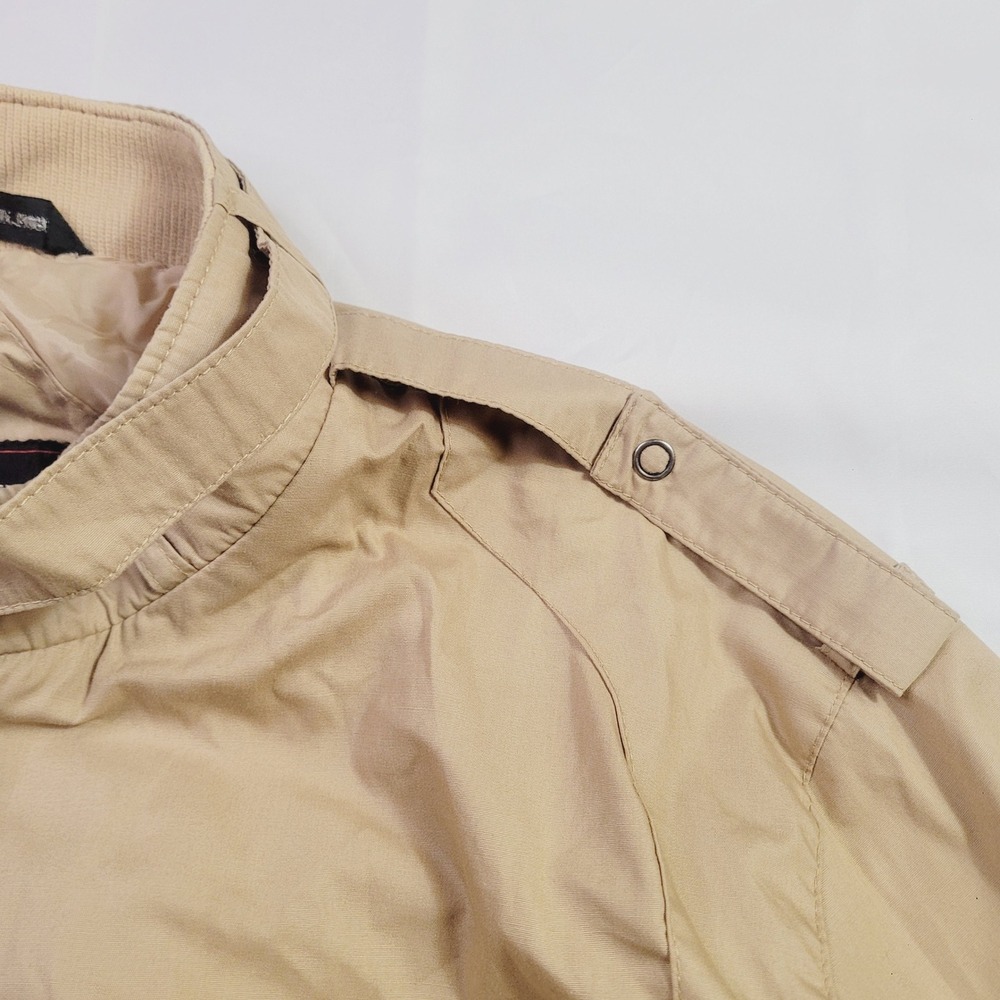 Members Only Mens Vintage Iconic Racer Jacket 40 Tan Beige Zip Up L12 - Picture 12 of 16